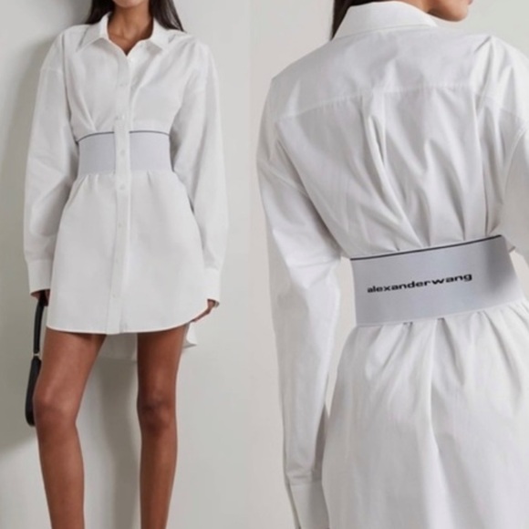 Alexander Wang Crisp White Belted Shirt Dress - Picture 2 of 8